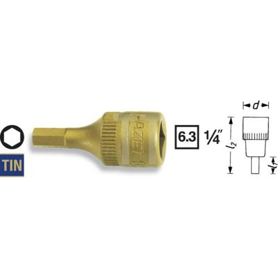 HAZET Dopsleutelbit 8501-6 · 1/4 inch (6,3 mm) vierkant hol · Binnen-zeskant-profiel · SW 6 mm HAZET Dopsleutelbit 8501-6 · 1/4 inch (6,3 mm) vierkant hol · Binnen-zeskant-profiel · SW 6 mm