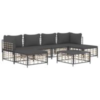 7-delige Loungeset met kussens poly rattan antracietkleurig - thumbnail