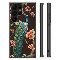 Samsung Galaxy S23 Ultra Dierenprint Telefoonhoesje Pauw met Bloemen - thumbnail