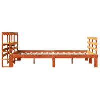 Bedframe met hoofdbord massief grenenhout wasbruin 150x200 cm - thumbnail