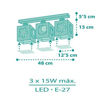 Dalber Kinderkamer plafondlampMoonlight 3-lichts turquoise - 63233NH
