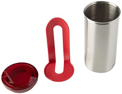 Brabantia voorraadbus voor 18 koffiepads matt steel fingerprint proof / red