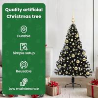 VidaXL Kunstmatig voorverlicht kerstboom met 150 led zwart 120 cm pvc - thumbnail