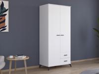 Kledingkast LUCIANI 2 deuren 2 lades wit - thumbnail