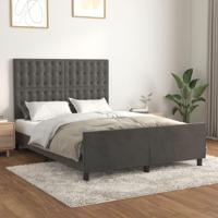 Bedframe zonder matras 140x190 cm fluweel donkergrijs - thumbnail