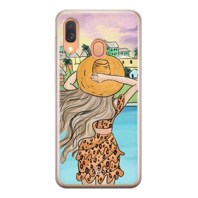 Samsung Galaxy A40 siliconen hoesje - Sunset girl