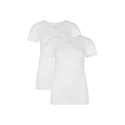 2-pak bamboe ondershirts dames - Korte mouw - Kate - T-shirt bamboe ronde hals - M - Wit - M