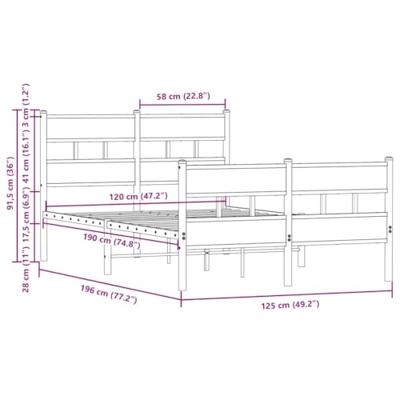 Bedframe met hoofdbord en voetbord zonder matras 120x190 cm