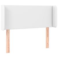 Hoofdbord met randen 203x16x118/128 cm kunstleer wit - thumbnail
