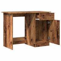 Bureau 100x50x76 cm bewerkt hout oud houtkleurig - thumbnail