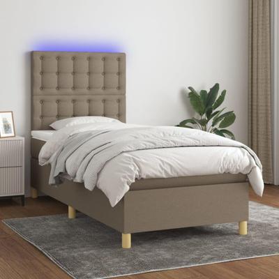 Boxspring met matras en LED stof taupe 90x190 cm