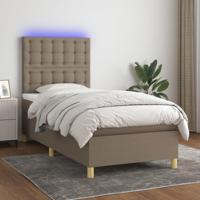 Boxspring met matras en LED stof taupe 90x190 cm - thumbnail