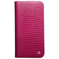 Qialino - iPhone 14 Plus - Leren bookcase hoes - Croco Roze - thumbnail