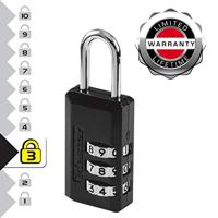Masterlock 2 Hangsloten, 3 cijfers, 20mm - 646EURT 646EURT - thumbnail