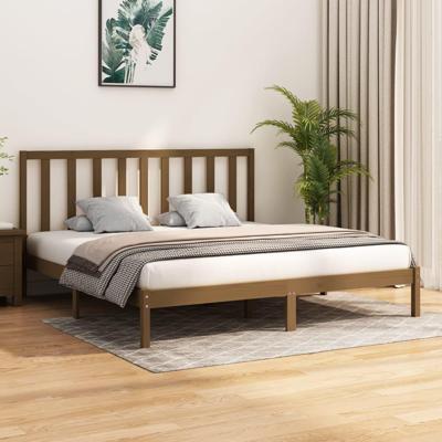 Bedframe massief grenenhout honingbruin 200x200 cm