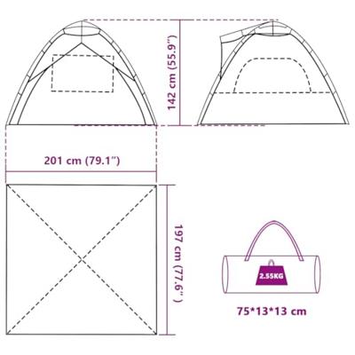 VidaXL Strandtent 3-persoons waterdicht snelontgrendeling grijs