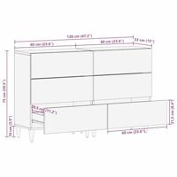Dressoir 2 pcs Honingbruin 60 x 33.5 x 75 cm Massief mangohout - thumbnail