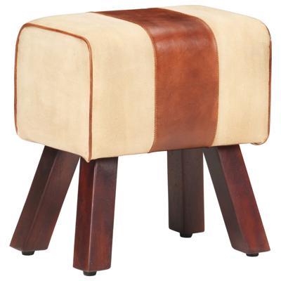 Bankje turnbok 38 cm echt leer en massief mangohout bruin Bankje turnbok 38 cm echt leer en massief mangohout bruin