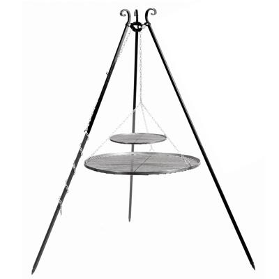 CookKing: Driepoot 180 cm met dubbel stalen grillrooster 70+40 cm