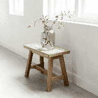 MUST Living Krukje 'Herringbone' Teakhout, 60cm - thumbnail