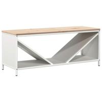 Brandhoutrek met houten blad 100,5x35,5x40 cm wit - thumbnail