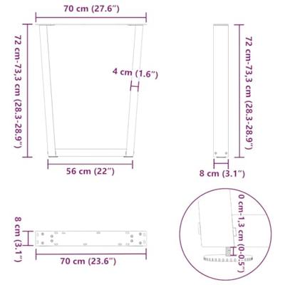 Eettafelpoten 2 st V-vormig 70x(72-73,3) cm staal zwart Eettafelpoten 2 st V-vormig 70x(72-73,3) cm staal zwart