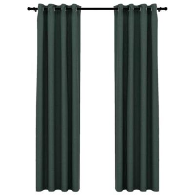 Gordijnen linnen-look verduisterend ogen 2 st 140x225 cm groen Gordijnen linnen-look verduisterend ogen 2 st 140x225 cm groen