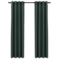 Gordijnen linnen-look verduisterend ogen 2 st 140x225 cm groen - thumbnail