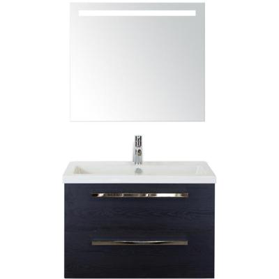 Seville Badmeubelset 80 cm - Black Oak - Keramische Wastafel Wit Djazz met Sence Spiegel