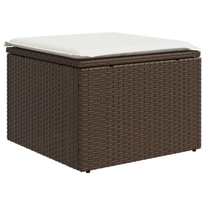 6-delige Loungeset met kussens poly rattan bruin - thumbnail