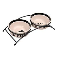 TRIXIE VOERBAK / DRINKBAK SET EAT ON YOUR FEET WIT / ZWART 2X1,6 LTR 20 CM - thumbnail