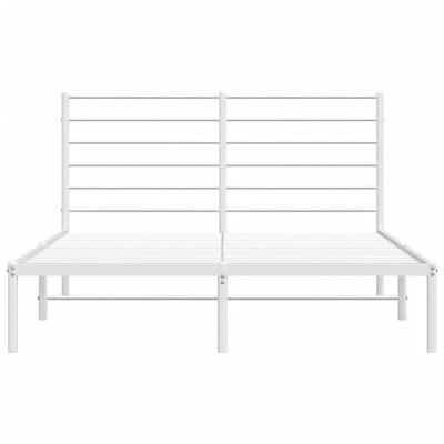 Bedframe met hoofdbord metaal wit 140x190 cm