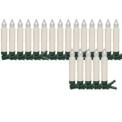 20 set LED Kerstboomverlichting kaarsen met afstandsbediening warm wit
