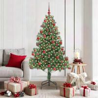 VidaXL Kerstboom met 300 led met standaard groen 180 cm pvc - thumbnail