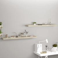 VidaXL Wandschappen zwevend 2 st 120x23,5x3,8 cm mdf eikenkleurig - thumbnail