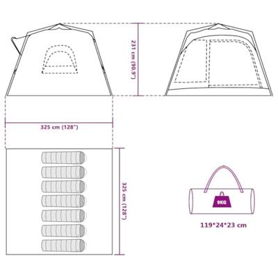 Gezinstent 7-persoons snelontgrendeling grijs en oranje