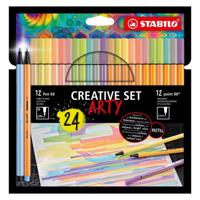 Stabilo creative set - pen 68 & point 88 pastel - arty - combi etui 24 stuks - thumbnail