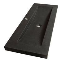 Brauer Magma Wastafel Ondiep - 100 cm - met 1 Spoelbak en 1 Kraangat - Natuursteen Basalt Antraciet - thumbnail