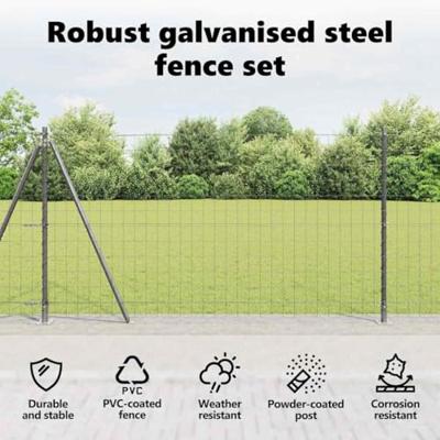 VidaXL Hek met paal grijs 1,2 x 10 m staal en pvc