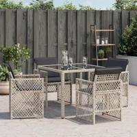 Tuinstoelen 4 st met kussens poly rattan lichtgrijs - thumbnail
