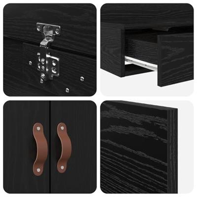 Opbergbedframe Zwart eiken 236.5 x 140 x 31.5 cm Bewerkt hout