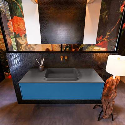 Badkamermeubelset Mondiaz Erin 120 cm met 1 Lade met RIDGE Wastafel Midden Dark grey Zonder Kraangaten Greeploos Mat Jeans Badkamermeubelset Mondiaz Erin 120 cm met 1 Lade met RIDGE Wastafel Midden Dark grey Zonder Kraangaten Greeploos Mat Jeans