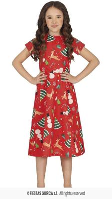 Kerst Jurkje X-Mas Symbolen Rood Meisje
