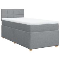 Boxspring met matras stof lichtgrijs 90x200 cm - thumbnail