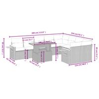 10-delige Loungeset met kussens poly rattan zwart - thumbnail