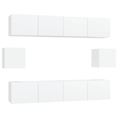 6-delige Tv-meubelset bewerkt hout wit