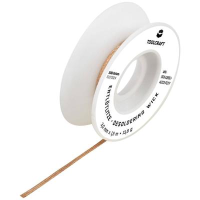 TOOLCRAFT ZD-180 Desoldeerdraad Lengte 1.5 m Breedte 3.0 mm In vloeimiddel gedrenkt