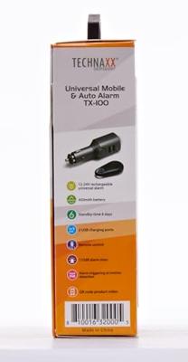 Technaxx TX-100 Auto-alarmsysteem Afstandsbediening, Binnenbewaking 12 V, 24 V Zwart - thumbnail