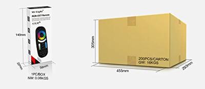 MiBoxer RGB-CCT afstandsbediening 2.4G 4-zones zwart - LED0230