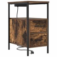 Nachtkastje met lade Gerookt eiken 30 x 48 x 61 cm Bewerkt hout - thumbnail